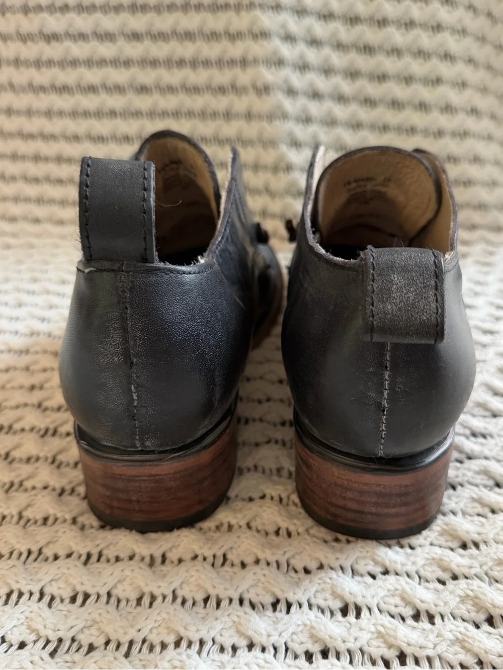 Freebird by Steven Mabel Black Leather Low Heel Oxford High Shoes Women Size 10